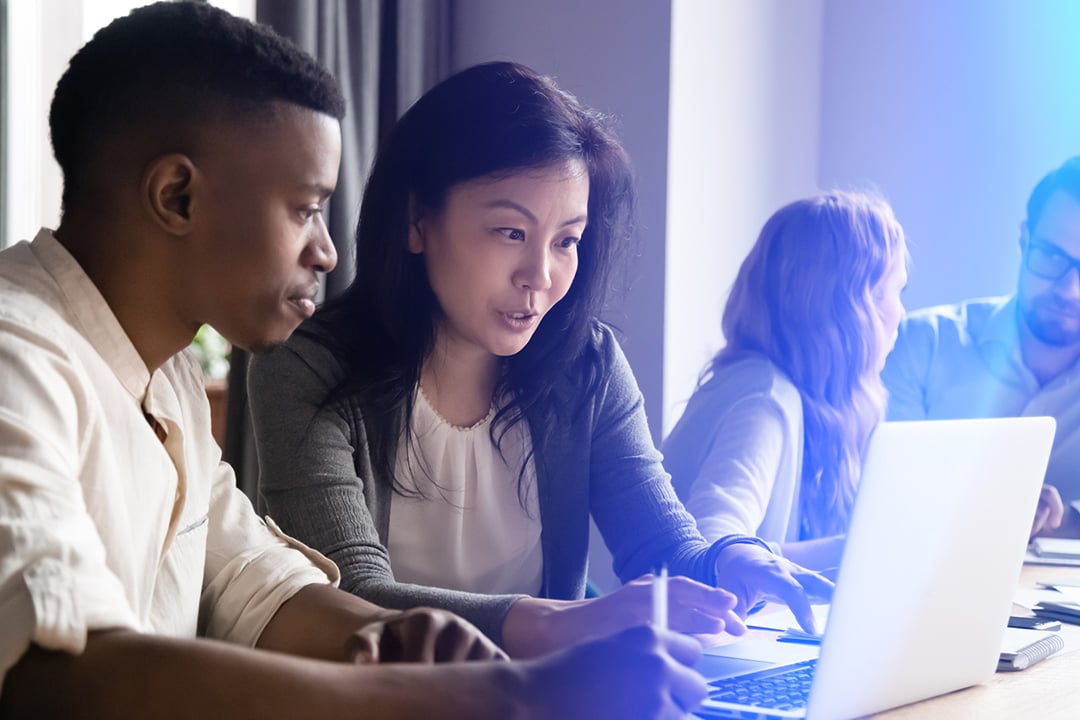 People working together on laptop